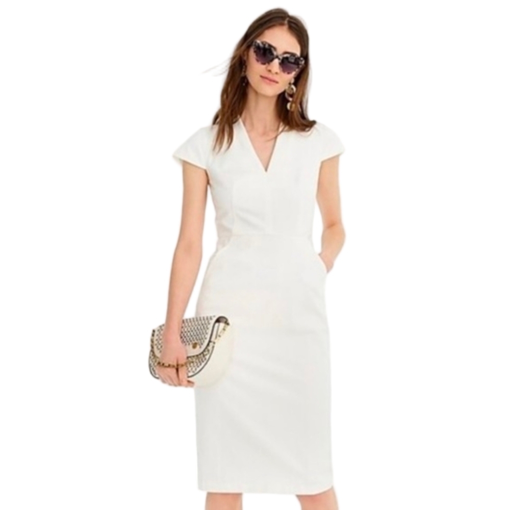 J. Crew Ivory Seamed Sheath Dress Size 2